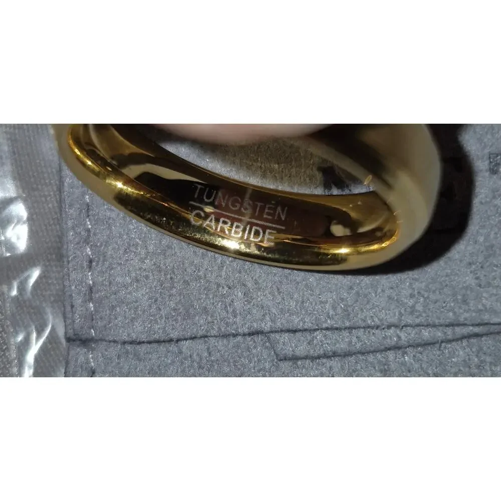 NETSKY Tungsten Carbide Gold Tone Wedding Band Ring Brushed Beveled Size 11 New